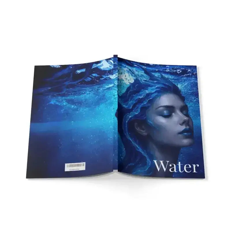 Gaia Wasser Magazin mit blauen Wasser-Element und Frauengesicht