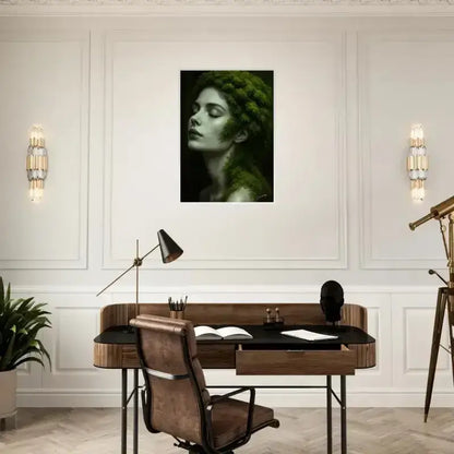 Gerahmtes Poster Gaia: Wenn Wurzeln träumen, brauner Ledersessel