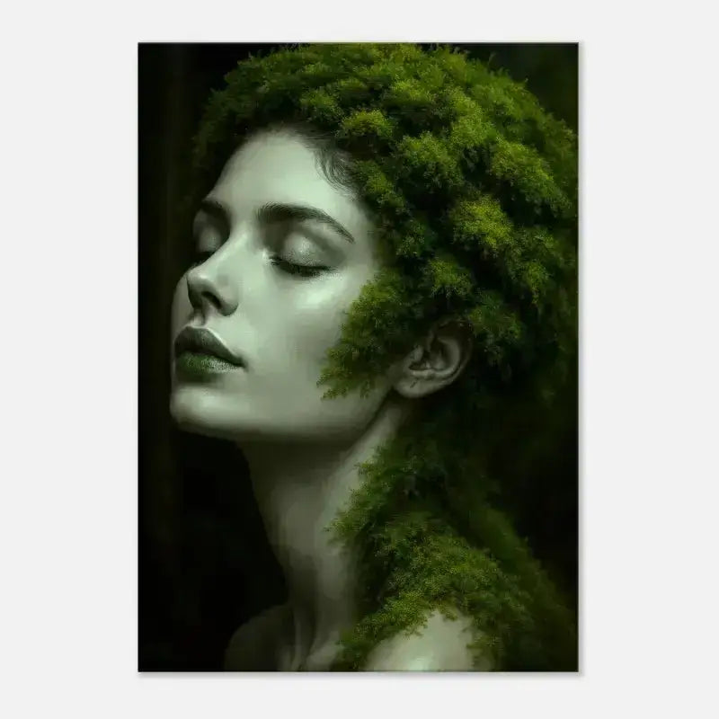 Grünes Moos-Haarkunst Leinwandbild Gaia: Wenn Wurzeln träumen