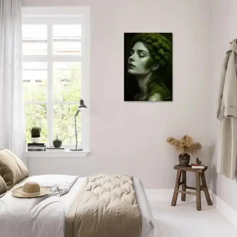 Grünes und schwarzes Porträt-Wandkunst mit Wurzeln träumen-Textur