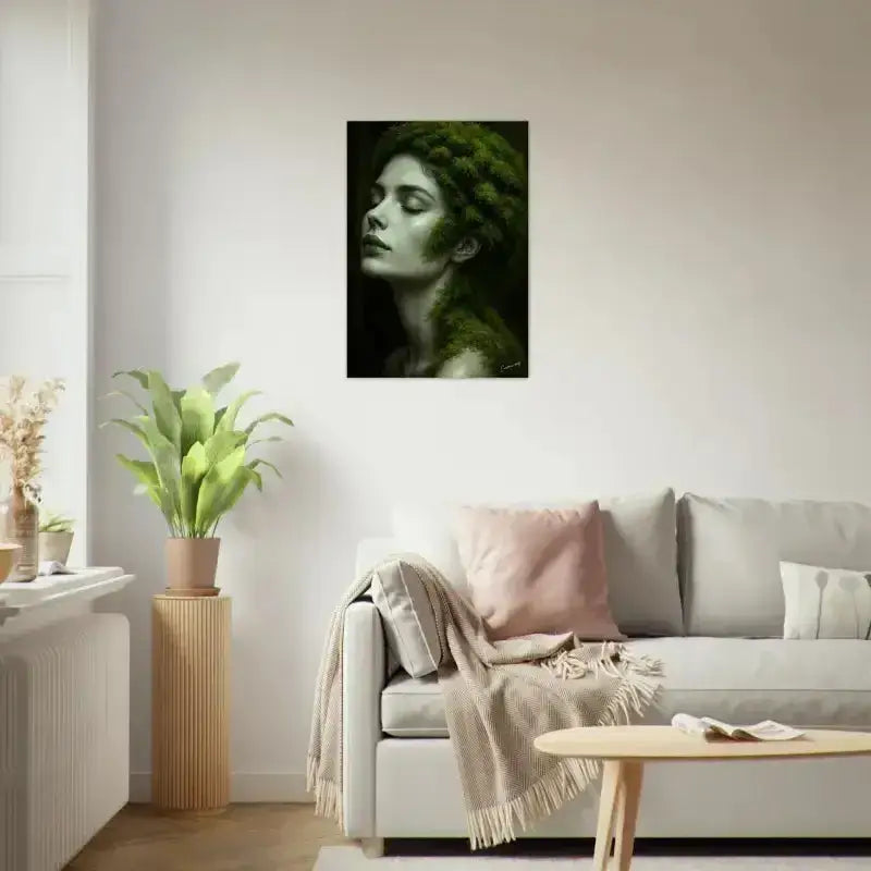 Modernes grünes Blatt-Wandkunst-Poster Gaia: Wenn Wurzeln träumen