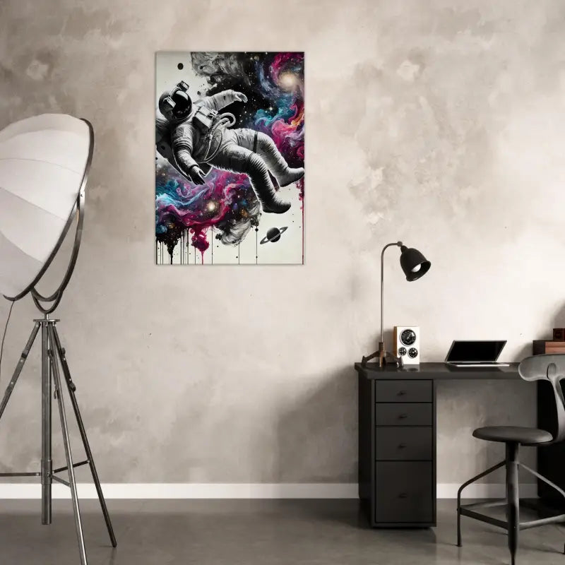 Astronaut im Weltraum Kunstdruck für das Produkt Galaxien im Fluss