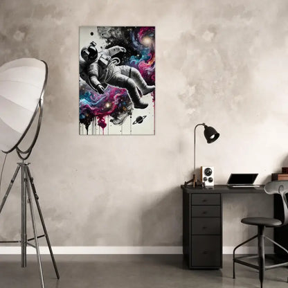 Astronaut im Weltraum Kunstdruck für das Produkt Galaxien im Fluss