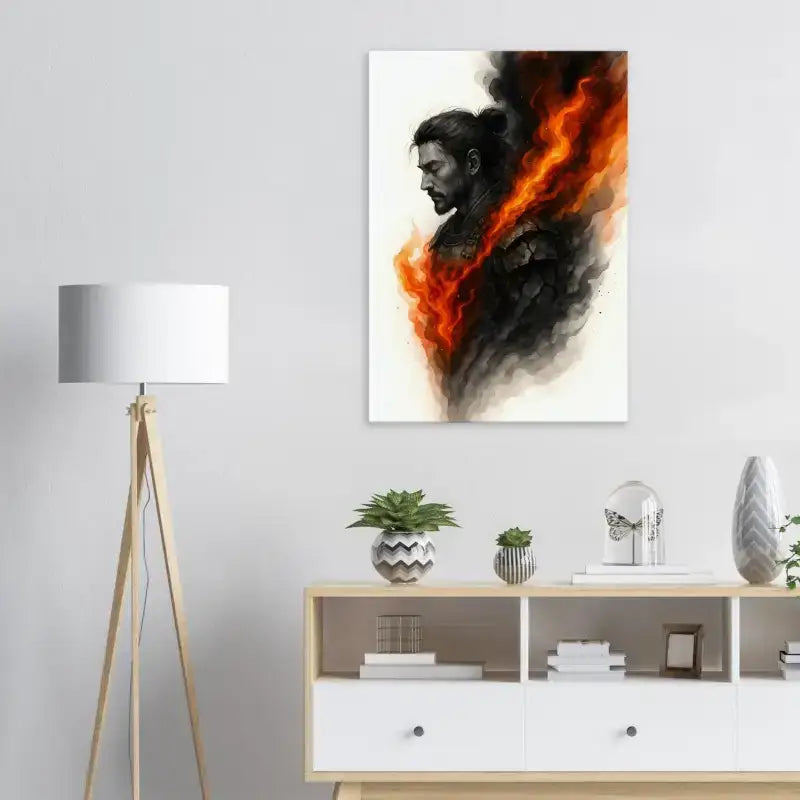 Feuriger Samurai-Portrait für das Produkt Der innere Krieger Wenn Feuer still wird