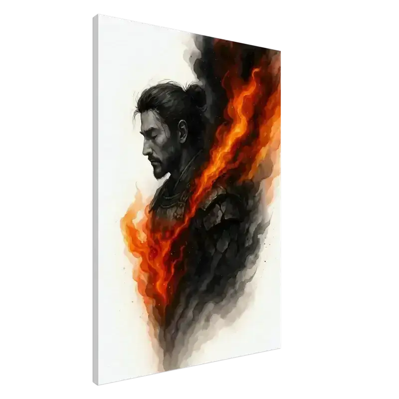 Feuriges Mann-Porträt Leinwanddruck Der innere Krieger