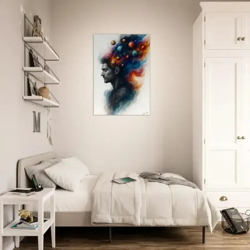 Abstraktes Leinwanddruck Innerer Kosmos mit bunten Haaren und Gesicht
