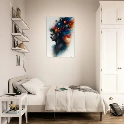 Abstraktes Leinwanddruck Innerer Kosmos mit bunten Haaren und Gesicht