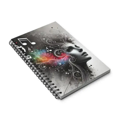 Spiral Notizbuch Gedanken mit Frauenkontur und Noten von Curiocanvas