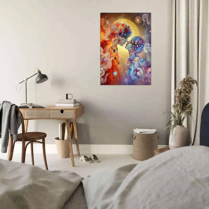 Farbenfrohes abstraktes Paarbild für Das Kuss - Neu erschaffen Kunstwerk
