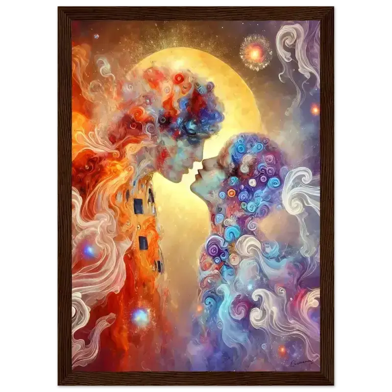 Abstraktes gerahmtes Poster mit zwei Profilen in Farben