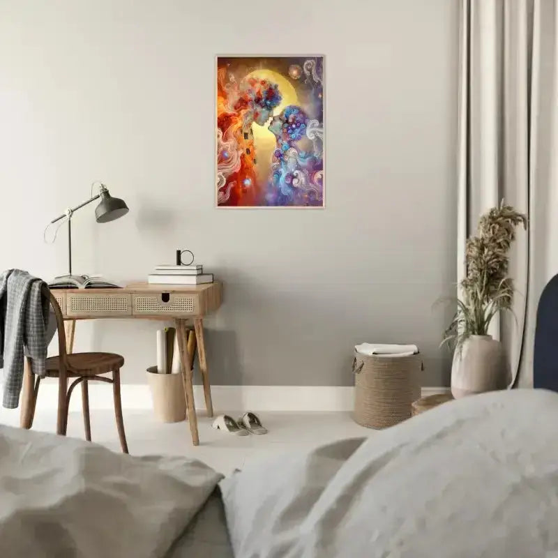 Buntes abstraktes Gerahmtes Poster Der Kuss mit vibranten Farben