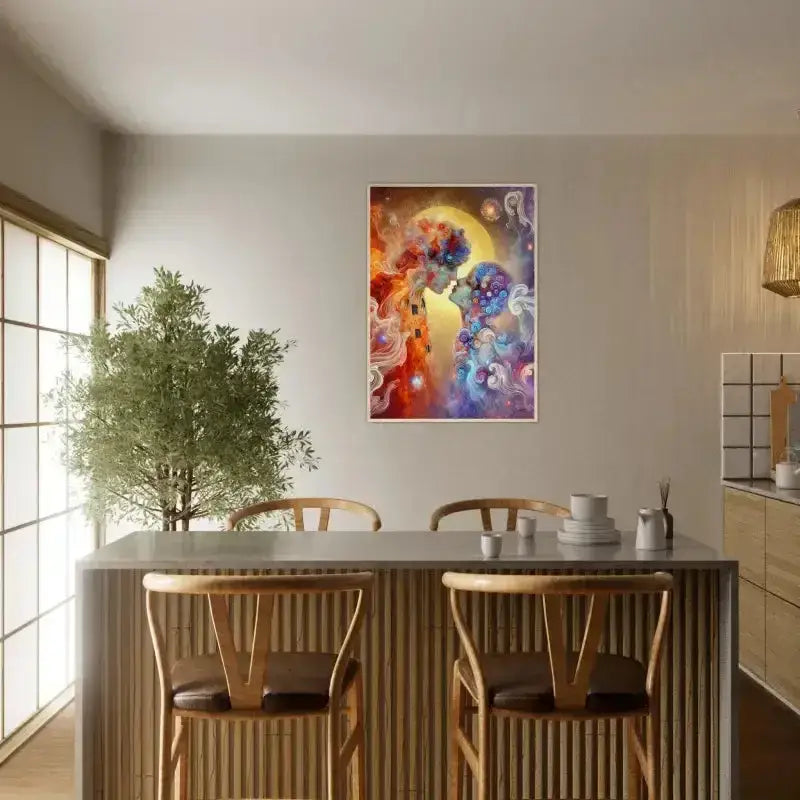 Gerahmtes Poster Der Kuss Neu erschaffen mit abstraktem Kunstdesign