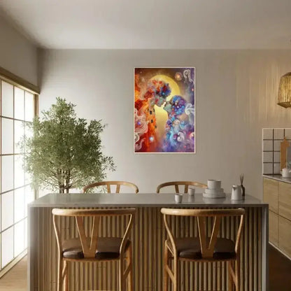 Gerahmtes Poster Der Kuss Neu erschaffen mit abstraktem Kunstdesign