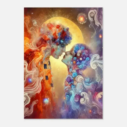 Vibrantes kosmisches Poster Der Kuss mit Liebe und Kuss-Motiven