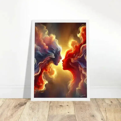 Abstraktes Wolken-Gesicht Gerahmtes Poster in leuchtenden Farben