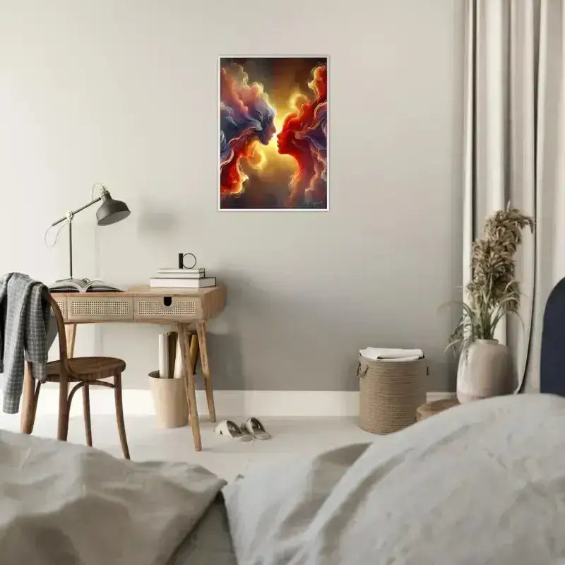 Abstraktes Blitz-Design Gerahmtes Poster Der Kuss des Universums