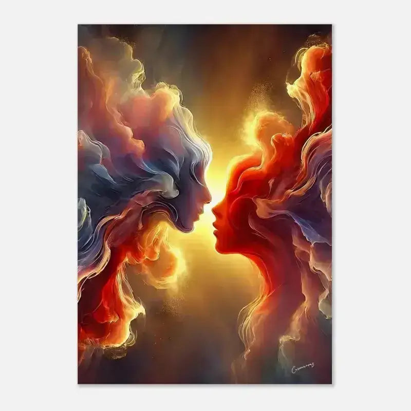 Abstraktes 2D-Druck-Kunstposter Der Kuss des Universums: Zwei Profile