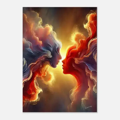 Abstraktes 2D-Druck-Kunstposter Der Kuss des Universums: Zwei Profile
