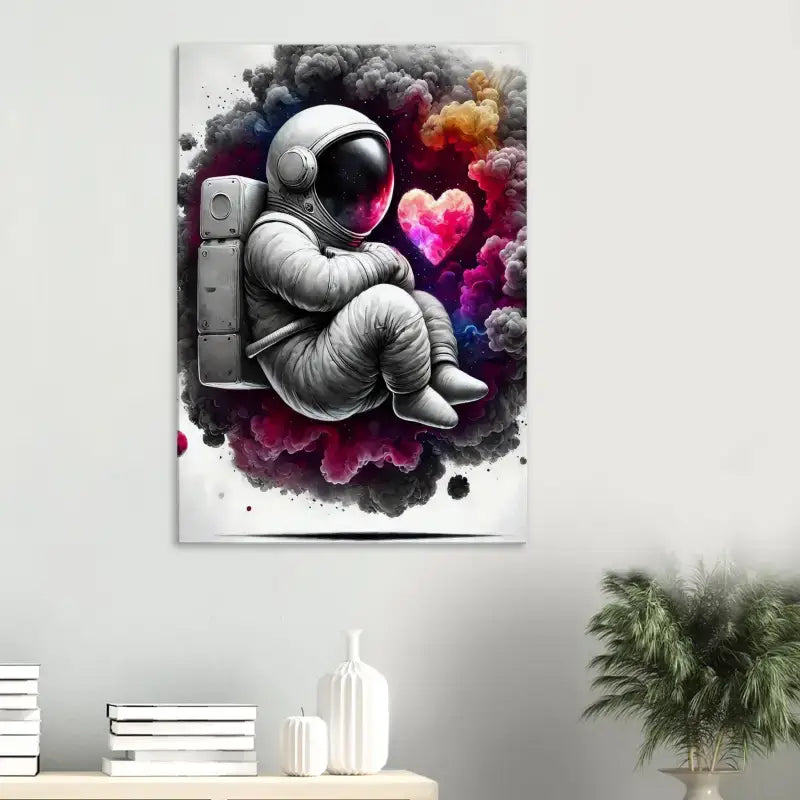 Framatisierte Astronauten-Kunst für das Produkt Lost in Love – Herz leuchtet heller als Galaxie
