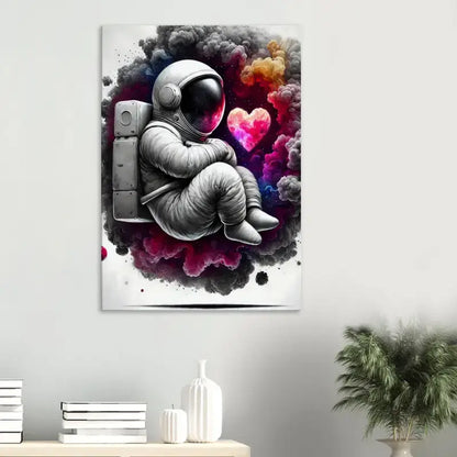 Framatisierte Astronauten-Kunst für das Produkt Lost in Love – Herz leuchtet heller als Galaxie