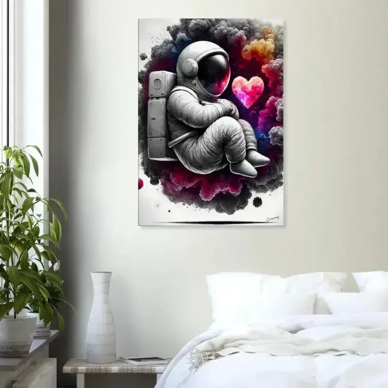 Astronaut Leinwandkunst Liebe Herz-Design, Curiocanvas