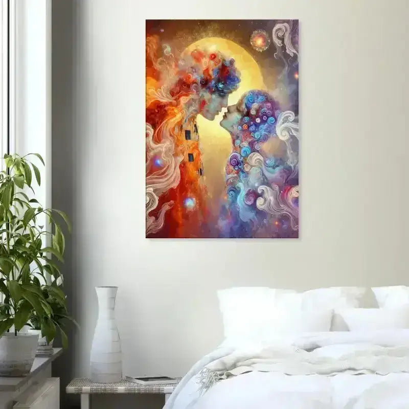 24x36 Zoll Leinwand mit Der Kuss: Umarmung auf ätherischem Hintergrund