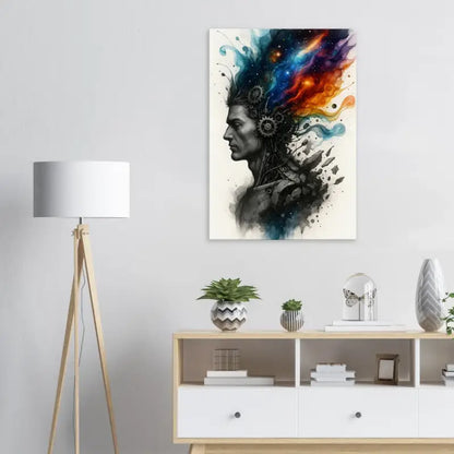 Abstractes Porträtkunstwerk im Produkt Maschine des Geistes – Wo Menschlichkeit auf Mechanik trifft