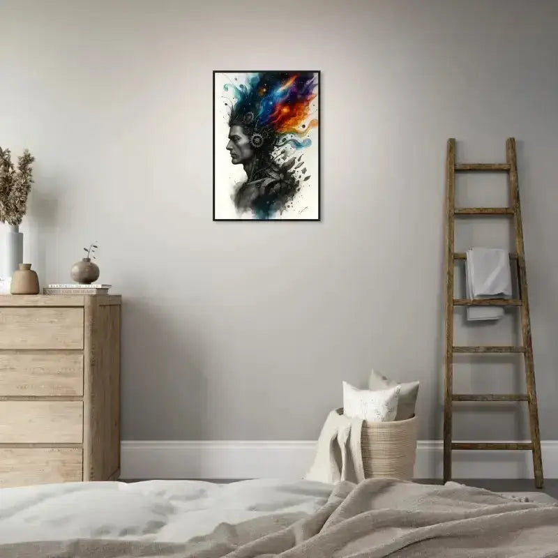 Gerahmtes Poster Machine des Geistes mit kosmischer abstrakter Kunst