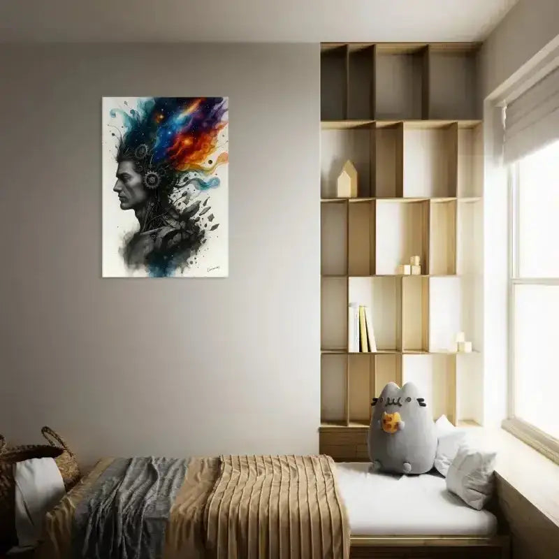 Moderne abstrakte Leinwand Machine des Geistes mit Gesichtsprofil, curiocanvas