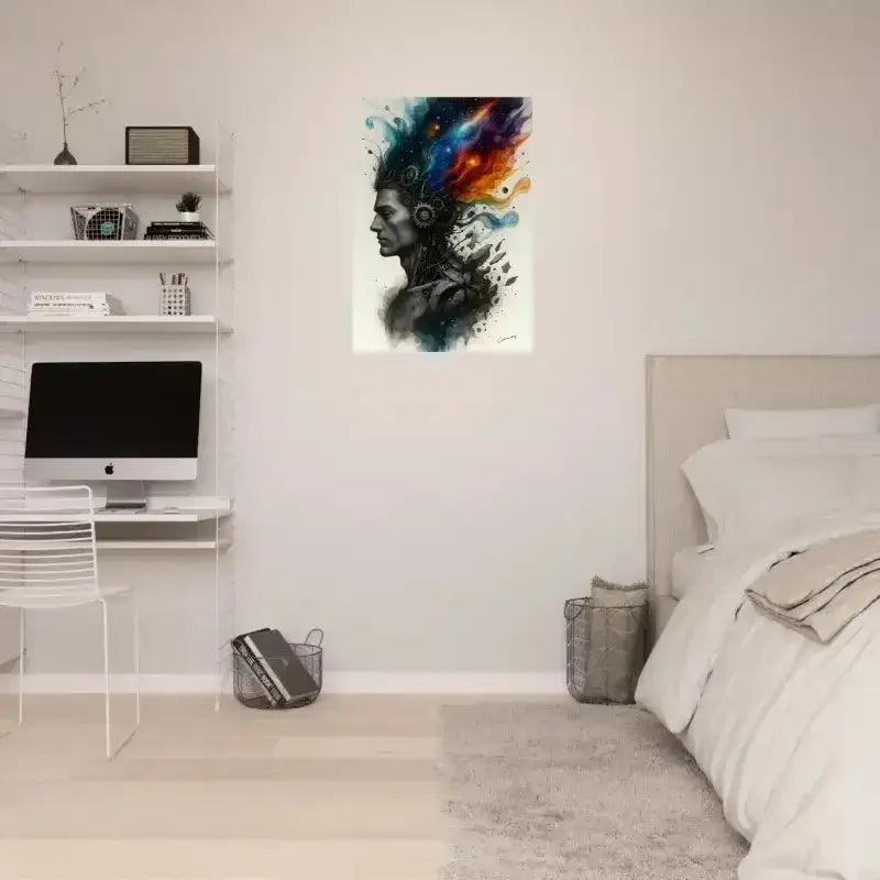 Schwarz-weiß iMac-Monitor mit silberner Halterung (Poster)