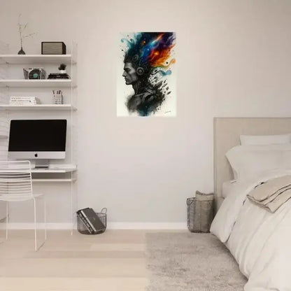 Schwarz-weiß iMac-Monitor mit silberner Halterung (Poster)