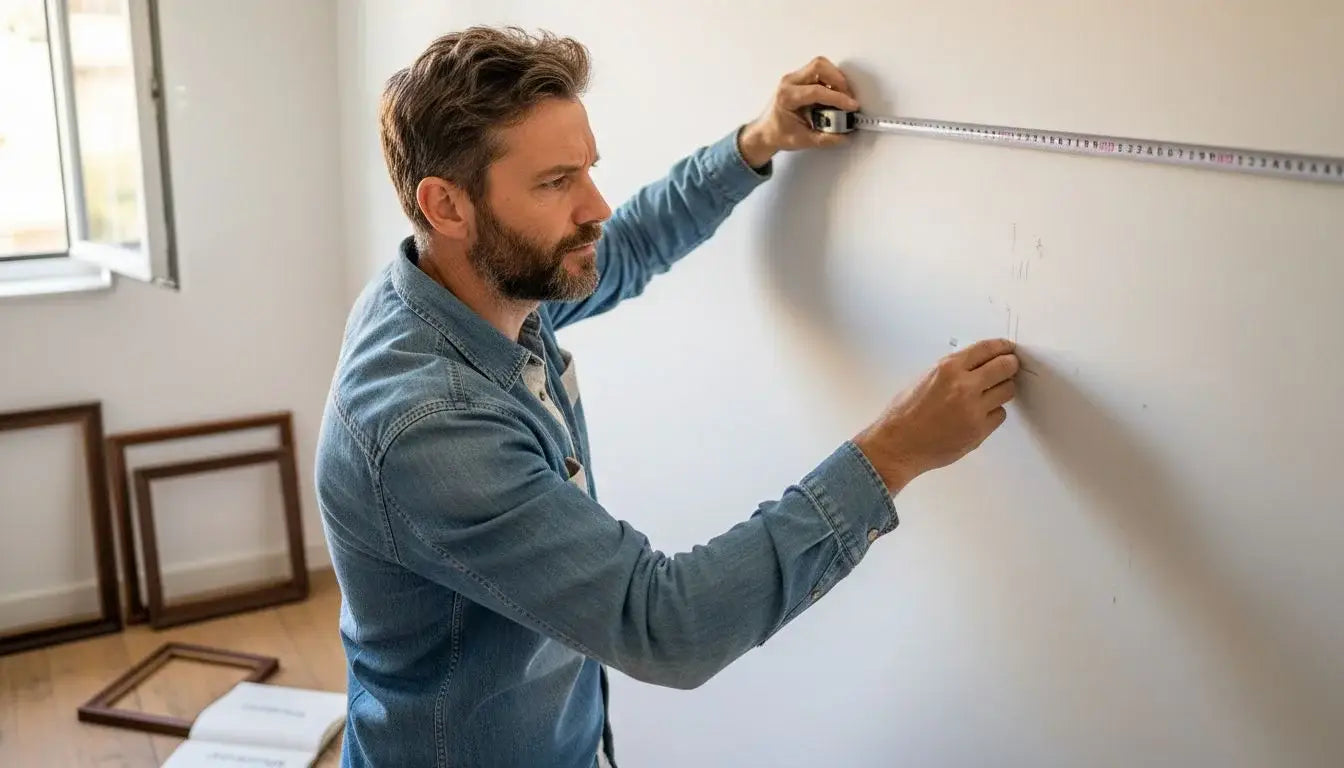 Maßband für optimalen Kunstdruck Rahmen-Workflow an der Wand