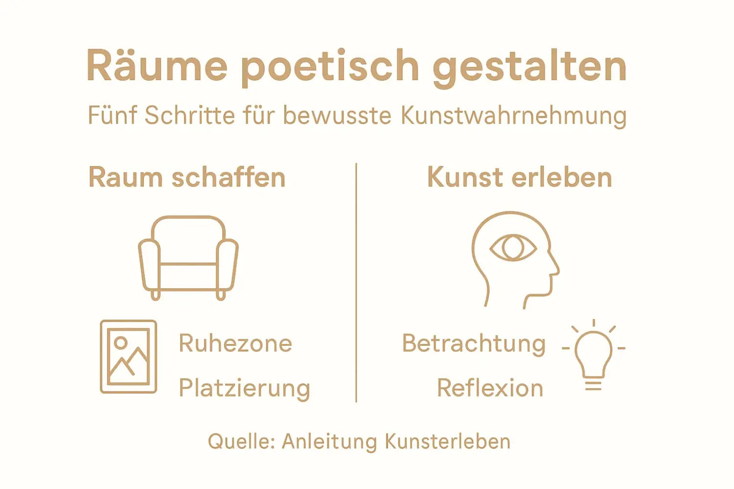 5 Schritte Kunst bewusst erleben: Infografik Räume poetisch gestalten
