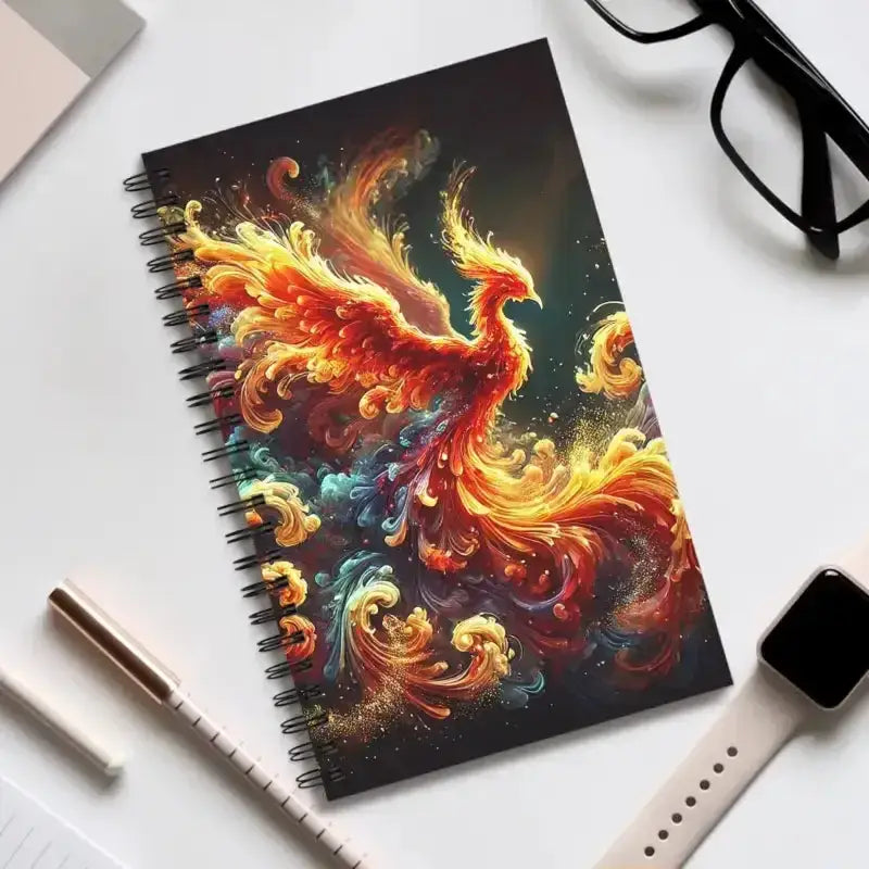 Spiralnotizbuch Phönixflamme mit feurigem Phoenix-Design