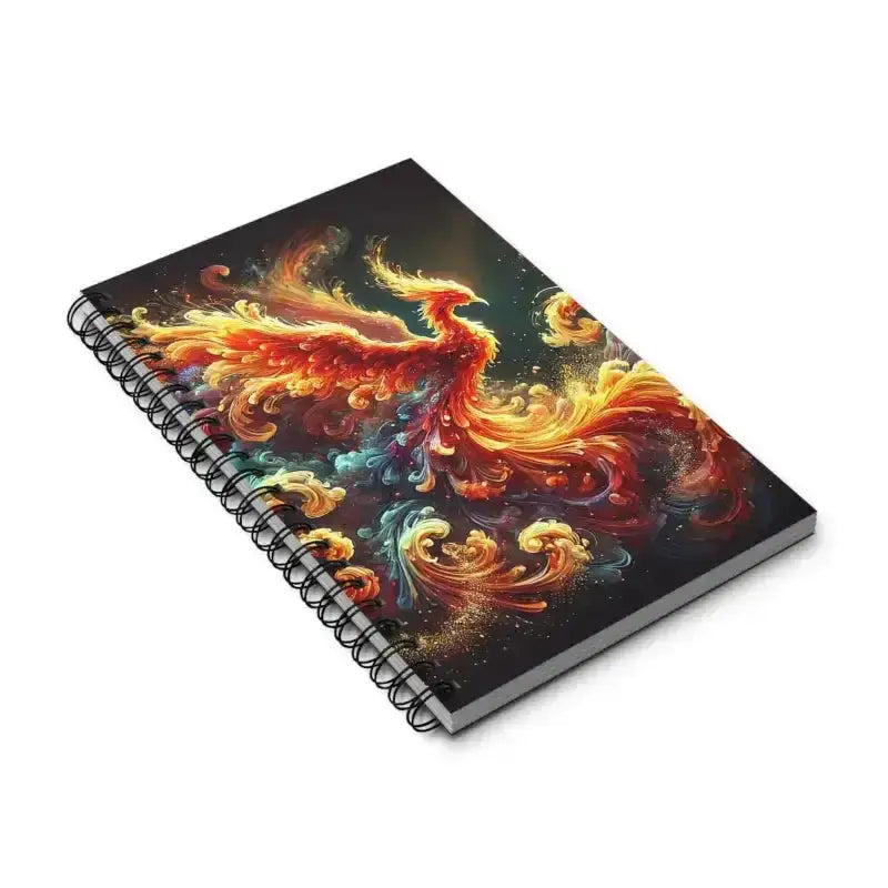 Spiralnotizbuch Phönixflamme mit feurigen orange-blauen Phönix-Design