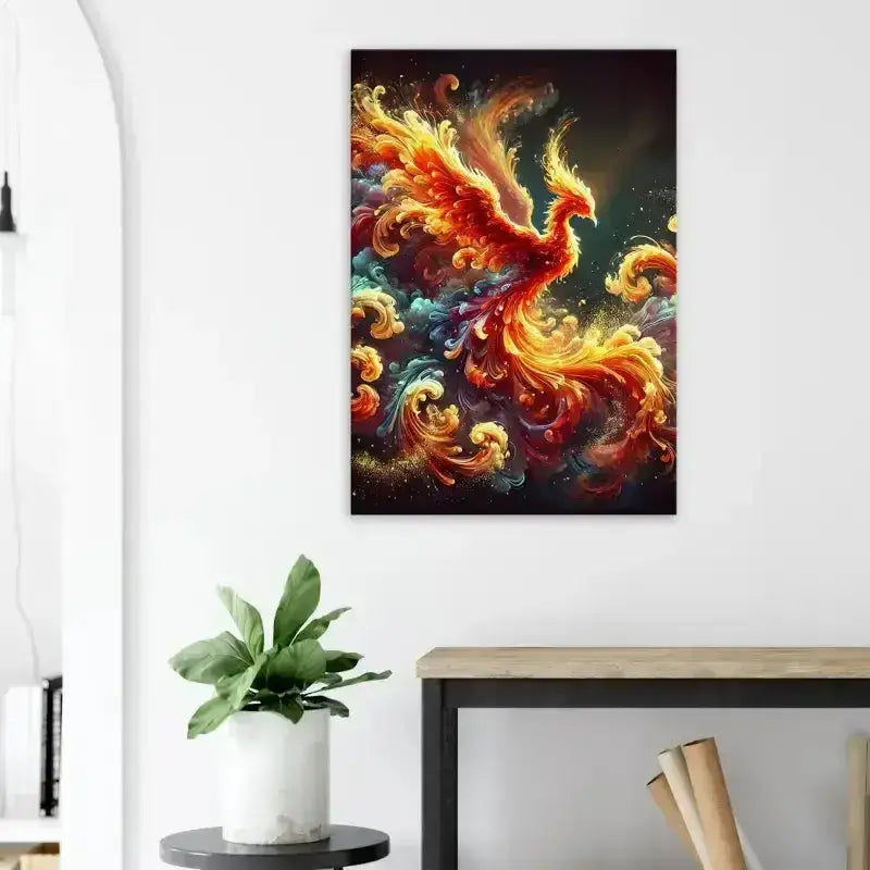 Phönixruf Leinwand mit Phoenix Feuer Asche Kunstprint von Curiocanvas