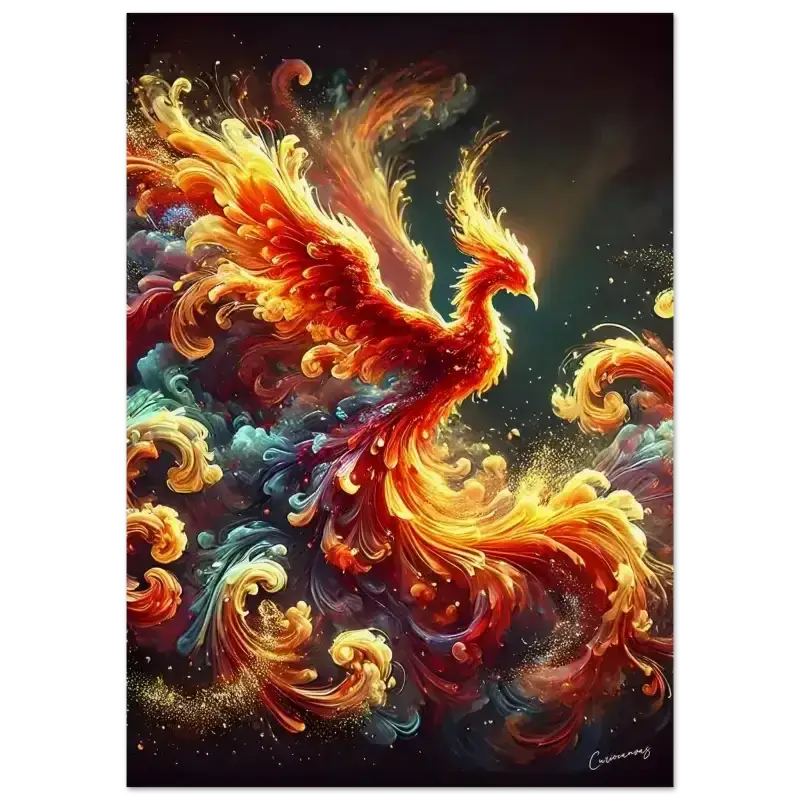 Phönix-Federflügel-Kunst-Print im Poster Phönixruf