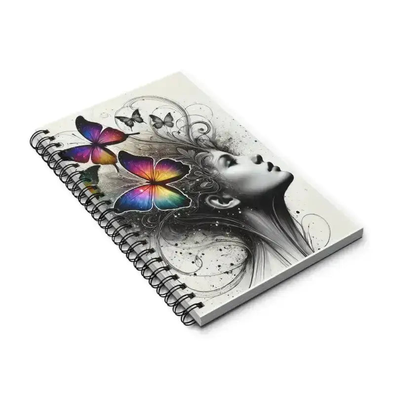Spiral Notizbuch Schmetterlings Gedanken mit Frauengesicht und Schmetterlingen