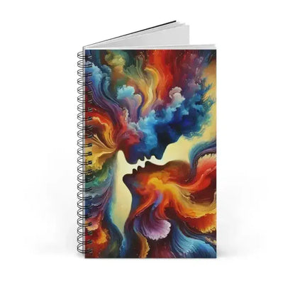 Seelenkuss Notizbuch mit abstraktem Kuss-Design in wirbelnden Farben