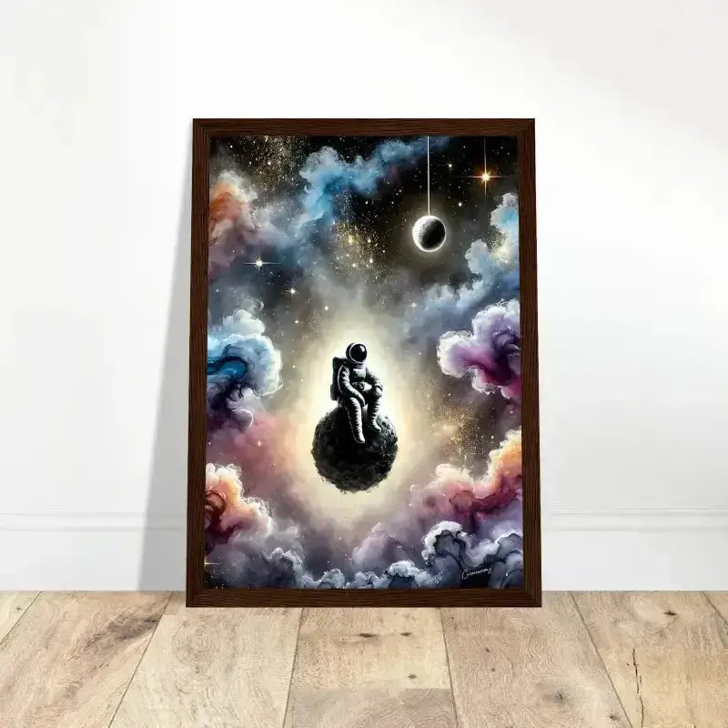 Schwarzes Herz-Wandkunst Gerahmtes Poster mit kosmischem Sternen-Design