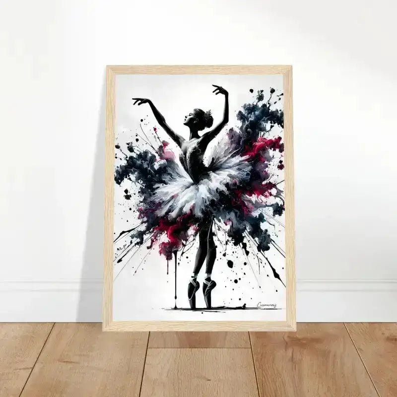Schwarz-weiß-Ballerina-Gemälde mit Spritzdesign: Ekstase gerahmtes Poster