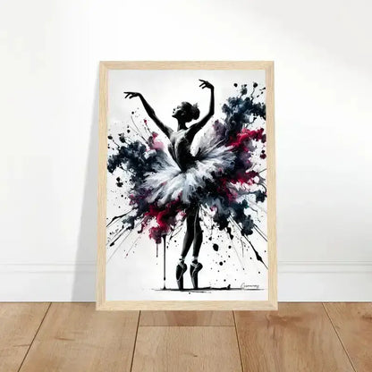 Schwarz-weiß-Ballerina-Gemälde mit Spritzdesign: Ekstase gerahmtes Poster