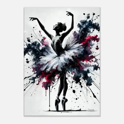 Weiß-schwarzes Ballerina-Tutu-Kleid mit farbigen Spritzern auf CurioCanvas Leinwand