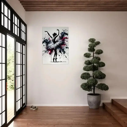 Abstraktes Ekstase Poster: Weiß-Schwarze Ballerina mit Rot-Spritzern