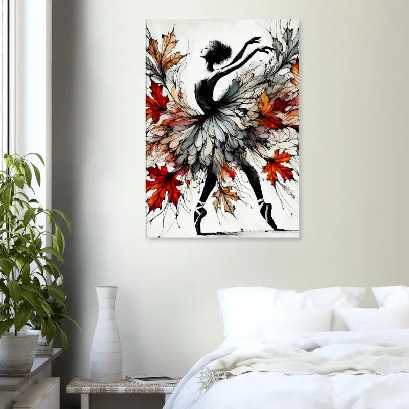 Ballerina Kunst-Print mit Herbstblättern aus dem Produkt Tanz des Herbstes