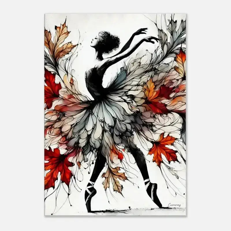 Herbstblätter-Ballerina Kunstwerk Tanz des Herbstes auf Curiocanvas Leinwand