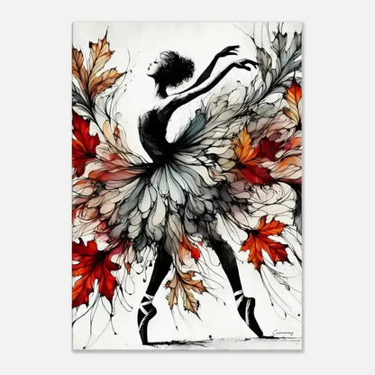 Herbstblätter-Ballerina Kunstwerk Tanz des Herbstes auf Curiocanvas Leinwand