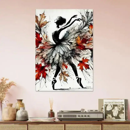 Herbstblätter-Balletttänzerin als CurioCanvas-Kunstwerk Tanz
