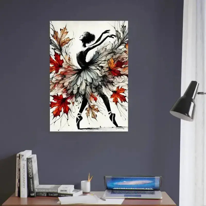 Herbstes Poster mit Herbstblättern Ballerina Wandsticker