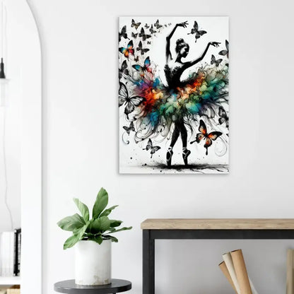 Buntes Ballerina-Schmetterlingskunstwerk aus dem Produkt Tanz der Verwandlung